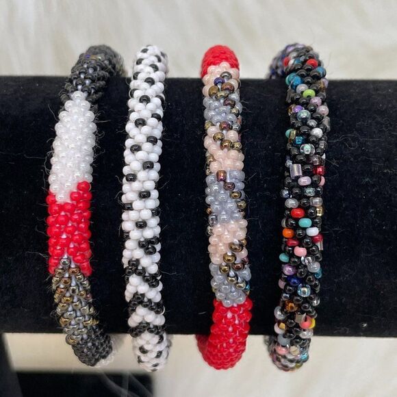 HAND CRAFTED in Nepal Beaded Bracelets (set of 4) #207 - Picture 1 of 5